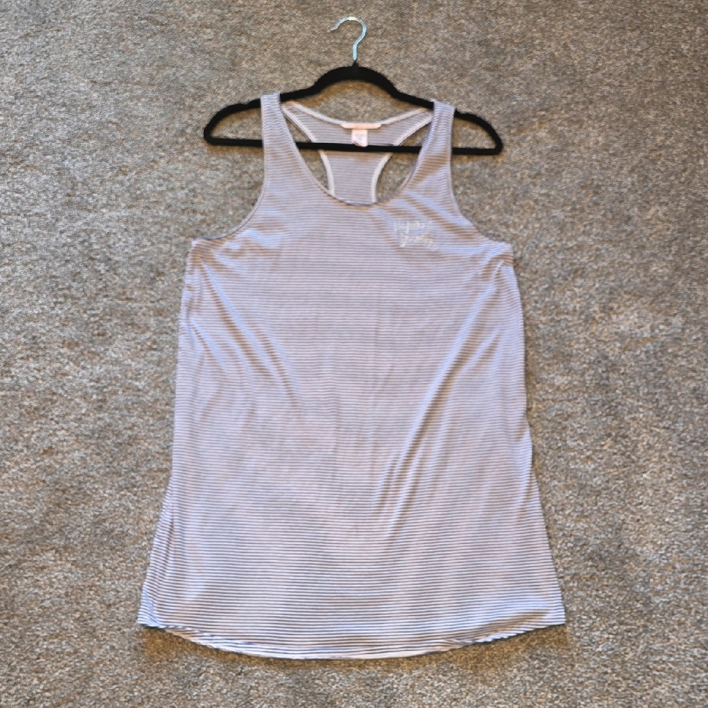 Victoria's Secret Gray and White Striped Tank Top
